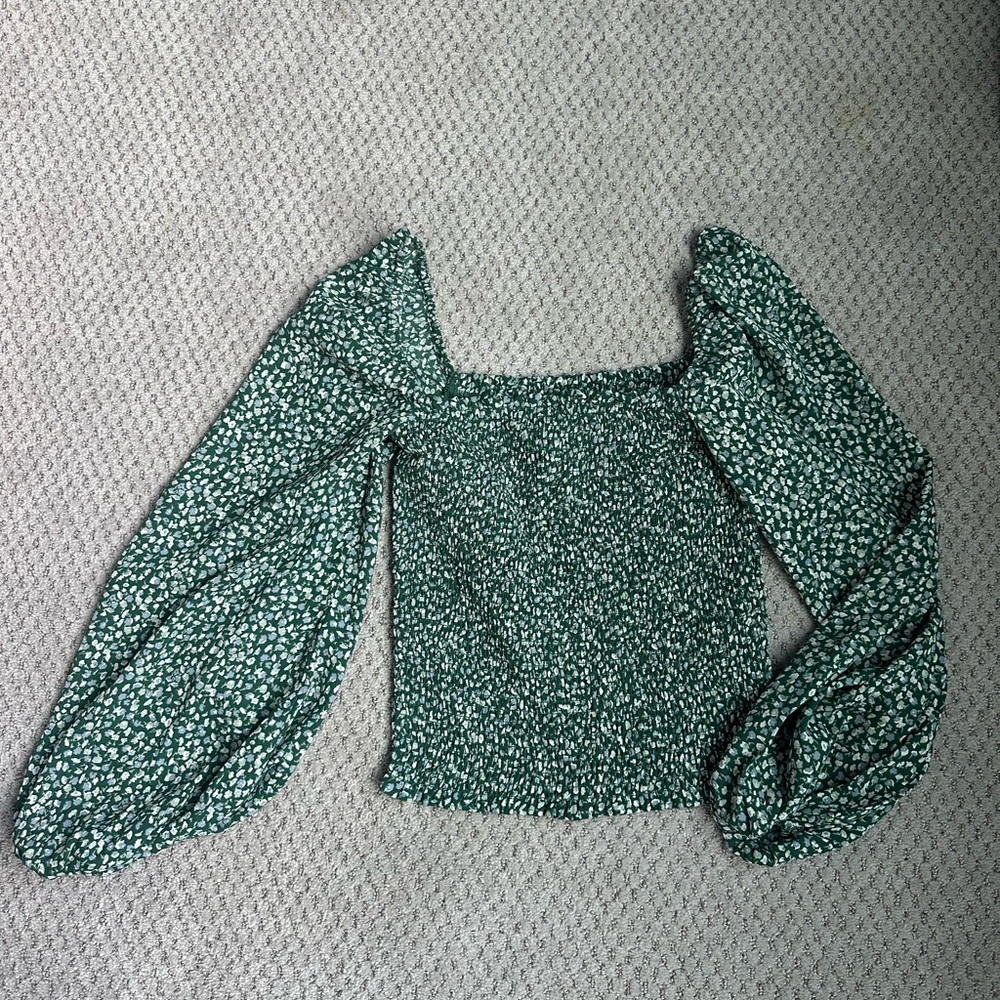 Abercrombie & Fitch Green Floral Women's Top